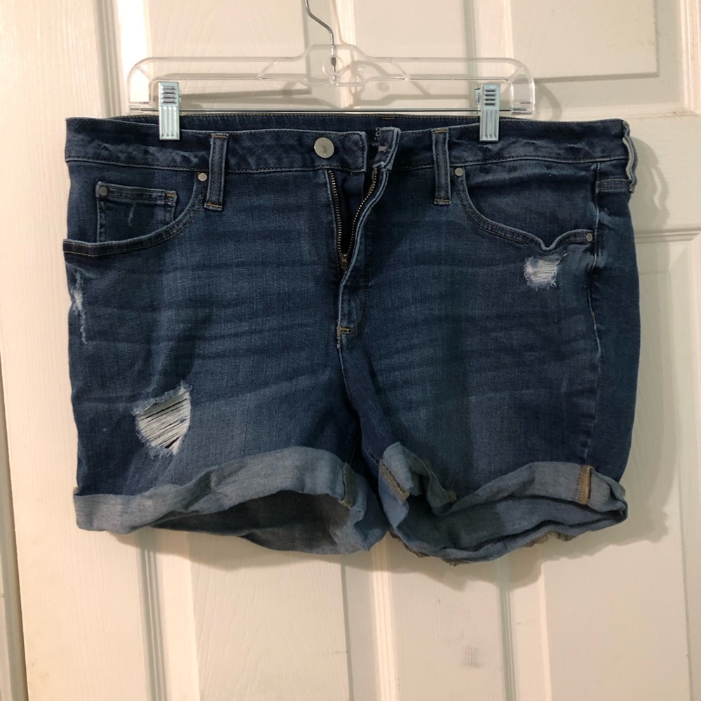 a.n.a Classic Blue Denim Shorts with Distressed Design